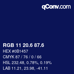 カラーコード: RGB 11 20.6 87.6 | qconv.com