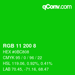 Color code: RGB 11 200 8 | qconv.com