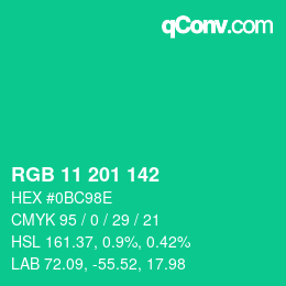 Color code: RGB 11 201 142 | qconv.com