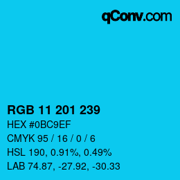 Color code: RGB 11 201 239 | qconv.com