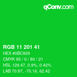 Color code: RGB 11 201 41 | qconv.com