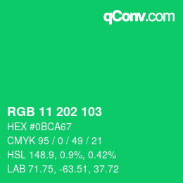 カラーコード: RGB 11 202 103 | qconv.com