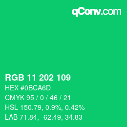 Color code: RGB 11 202 109 | qconv.com