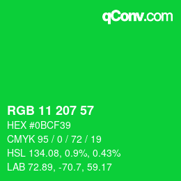 Color code: RGB 11 207 57 | qconv.com