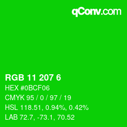 Color code: RGB 11 207 6 | qconv.com