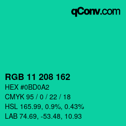 Color code: RGB 11 208 162 | qconv.com