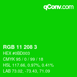 Color code: RGB 11 208 3 | qconv.com