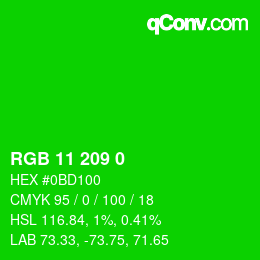 颜色代码: RGB 11 209 0 | qconv.com