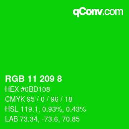 Color code: RGB 11 209 8 | qconv.com