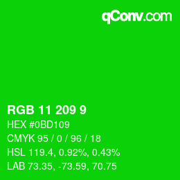 カラーコード: RGB 11 209 9 | qconv.com