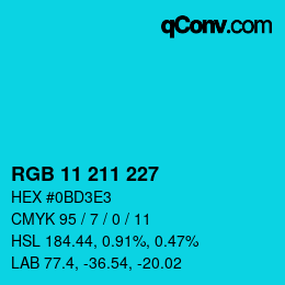 Color code: RGB 11 211 227 | qconv.com