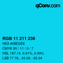 Color code: RGB 11 211 238 | qconv.com