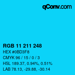 Farbcode: RGB 11 211 248 | qconv.com
