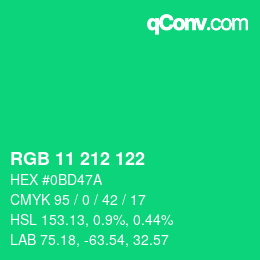 Color code: RGB 11 212 122 | qconv.com