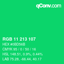 Color code: RGB 11 213 107 | qconv.com