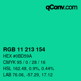 Color code: RGB 11 213 154 | qconv.com