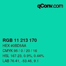 Color code: RGB 11 213 170 | qconv.com