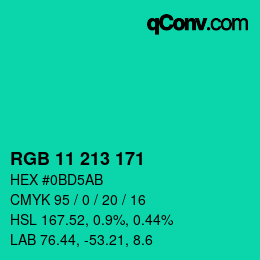 Color code: RGB 11 213 171 | qconv.com