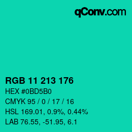 Color code: RGB 11 213 176 | qconv.com