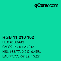 Color code: RGB 11 218 162 | qconv.com