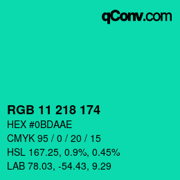 Color code: RGB 11 218 174 | qconv.com