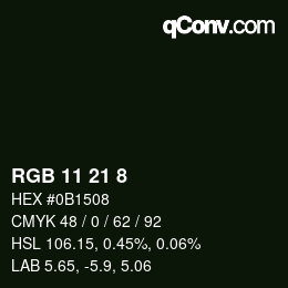 カラーコード: RGB 11 21 8 | qconv.com