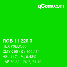 Color code: RGB 11 220 0 | qconv.com