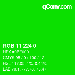 Color code: RGB 11 224 0 | qconv.com