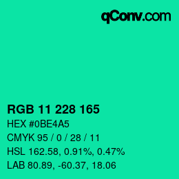 Color code: RGB 11 228 165 | qconv.com