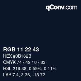 Color code: RGB 11 22 43 | qconv.com