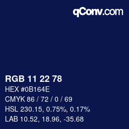 Color code: RGB 11 22 78 | qconv.com