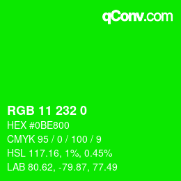 Farbcode: RGB 11 232 0 | qconv.com