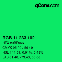 Color code: RGB 11 233 102 | qconv.com