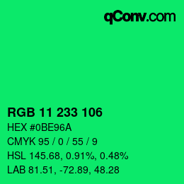 Color code: RGB 11 233 106 | qconv.com