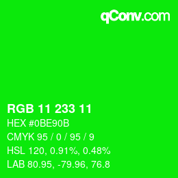 Color code: RGB 11 233 11 | qconv.com
