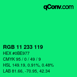 Color code: RGB 11 233 119 | qconv.com