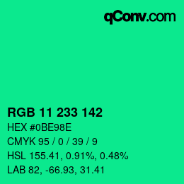 カラーコード: RGB 11 233 142 | qconv.com