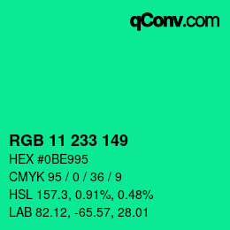 Color code: RGB 11 233 149 | qconv.com