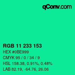 Color code: RGB 11 233 153 | qconv.com