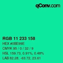 Color code: RGB 11 233 158 | qconv.com