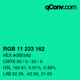 Farbcode: RGB 11 233 162 | qconv.com