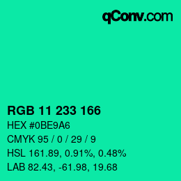 Color code: RGB 11 233 166 | qconv.com