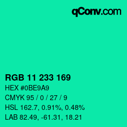 Color code: RGB 11 233 169 | qconv.com