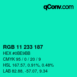 Color code: RGB 11 233 187 | qconv.com