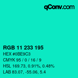 Color code: RGB 11 233 195 | qconv.com