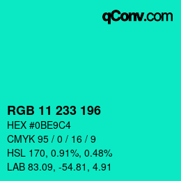 Color code: RGB 11 233 196 | qconv.com