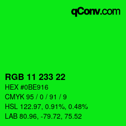 Color code: RGB 11 233 22 | qconv.com