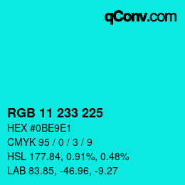 Color code: RGB 11 233 225 | qconv.com