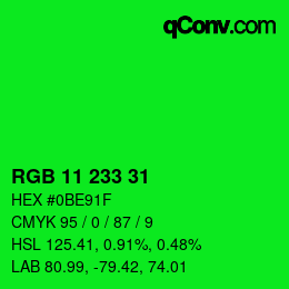 Color code: RGB 11 233 31 | qconv.com