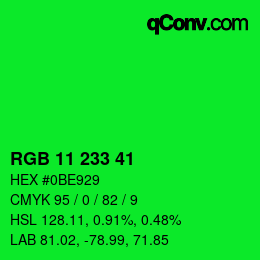 Color code: RGB 11 233 41 | qconv.com